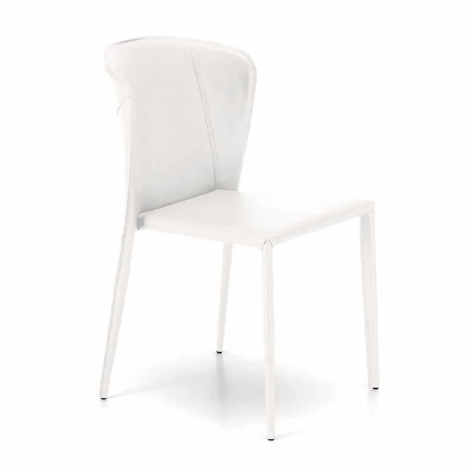 Silla de estar moderna cubierta en imitación de cuero, Accadia, 4 piezas viadurini