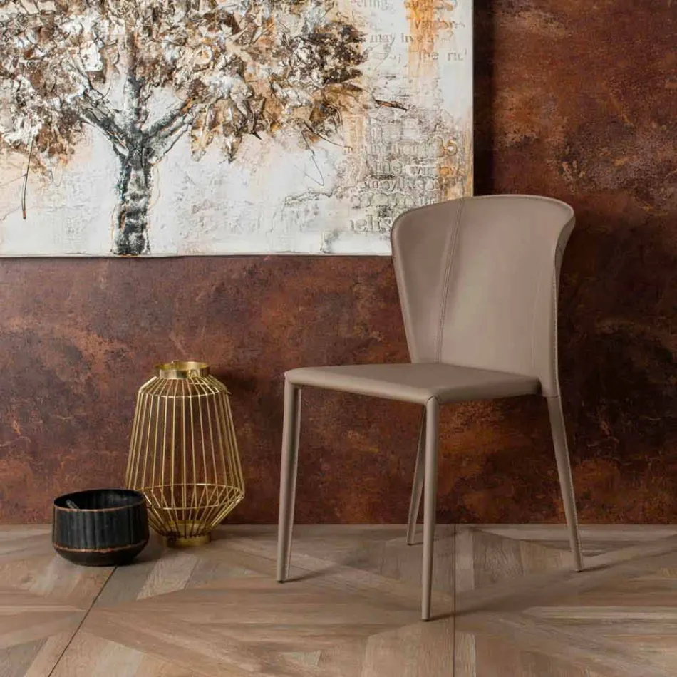 Silla de estar moderna cubierta en imitación de cuero, Accadia, 4 piezas viadurini