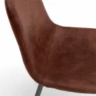Silla moderna en imitación cuero marrón vintage, Elice, 4 piezas viadurini