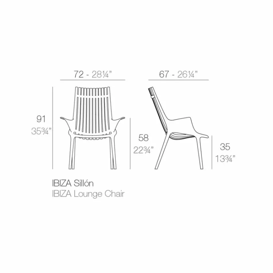 Sillón con reposabrazos para exterior en plástico 4 piezas - Ibiza by Vondom viadurini