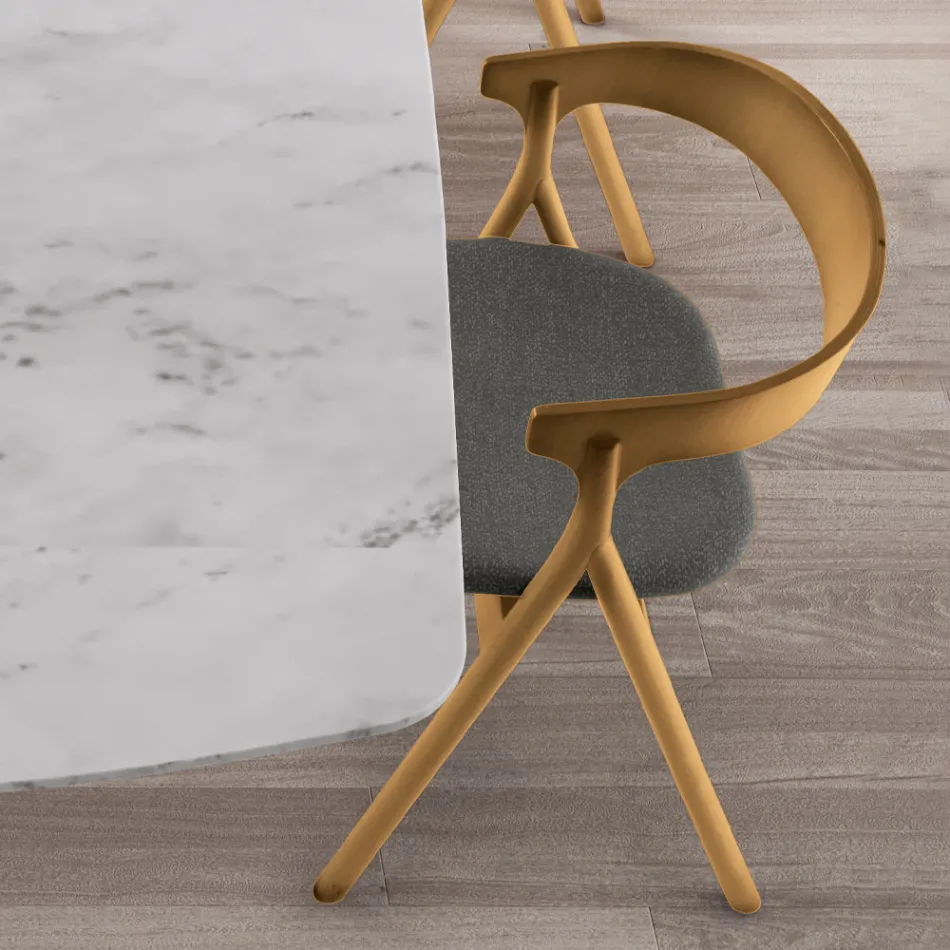 Silla de salón moderna en diferentes tejidos con carcasa de madera - Wolter viadurini