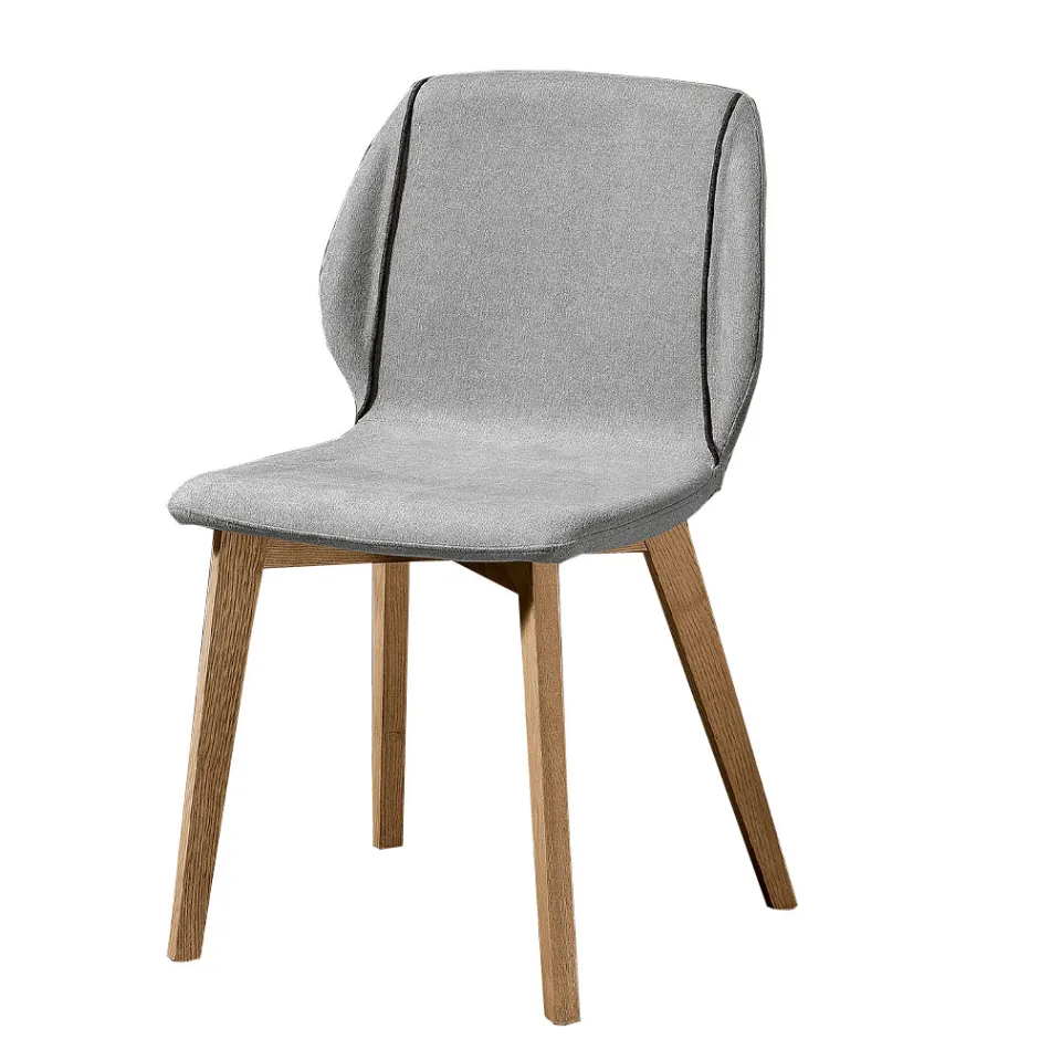 Silla Moderna de Elegante Diseño en Tela con Borde y Madera - Scarat viadurini