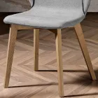 Silla Moderna de Elegante Diseño en Tela con Borde y Madera - Scarat viadurini