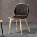 Silla Moderna de Elegante Diseño en Terciopelo Acolchado y Madera - Scarat