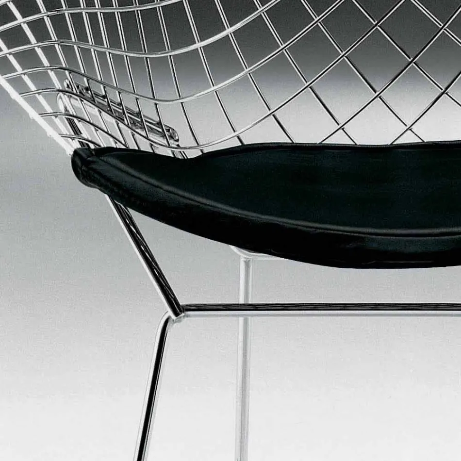 Silla de acero moderna con asiento de cuero de lujo Made in Italy - Beniamino viadurini