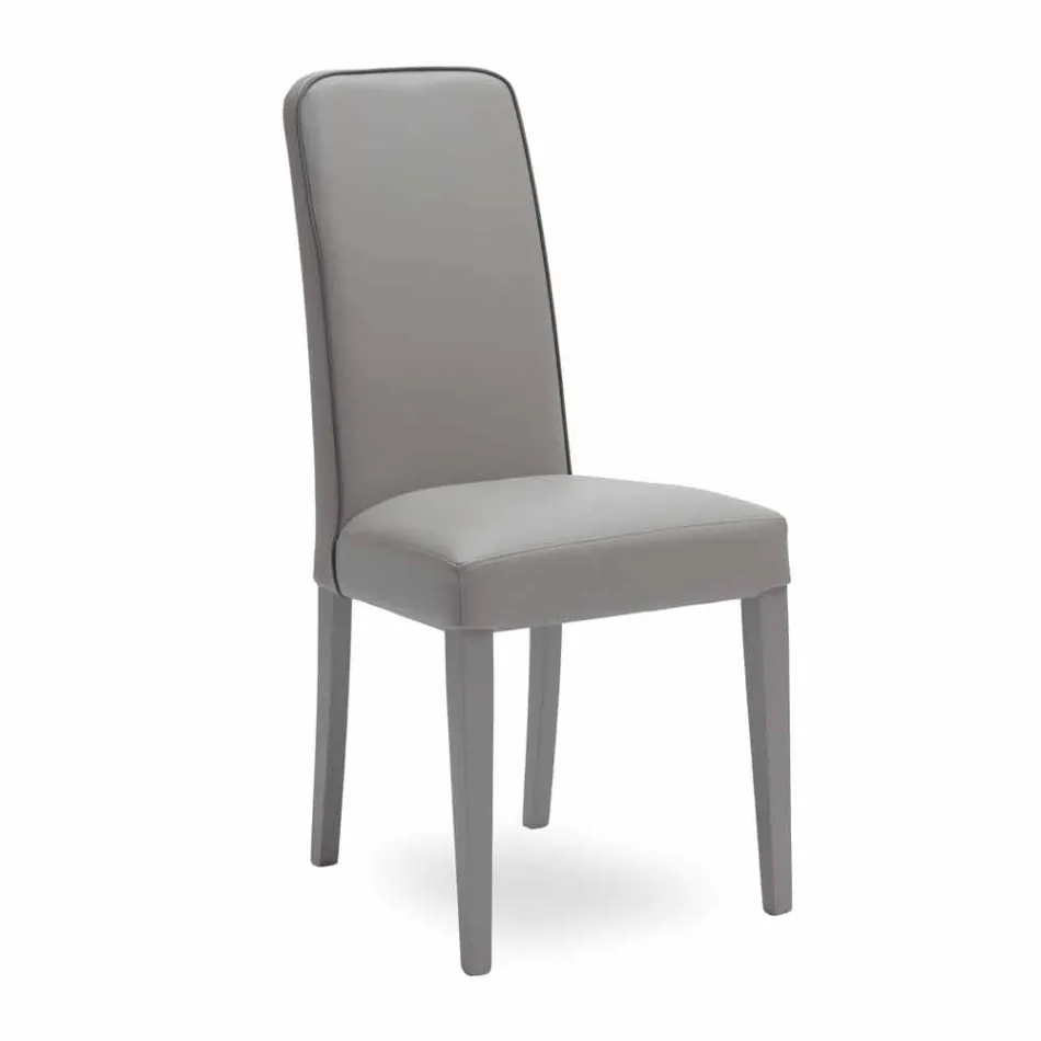 Silla moderna de madera de haya y cuero artificial Fanny, 4 pz viadurini