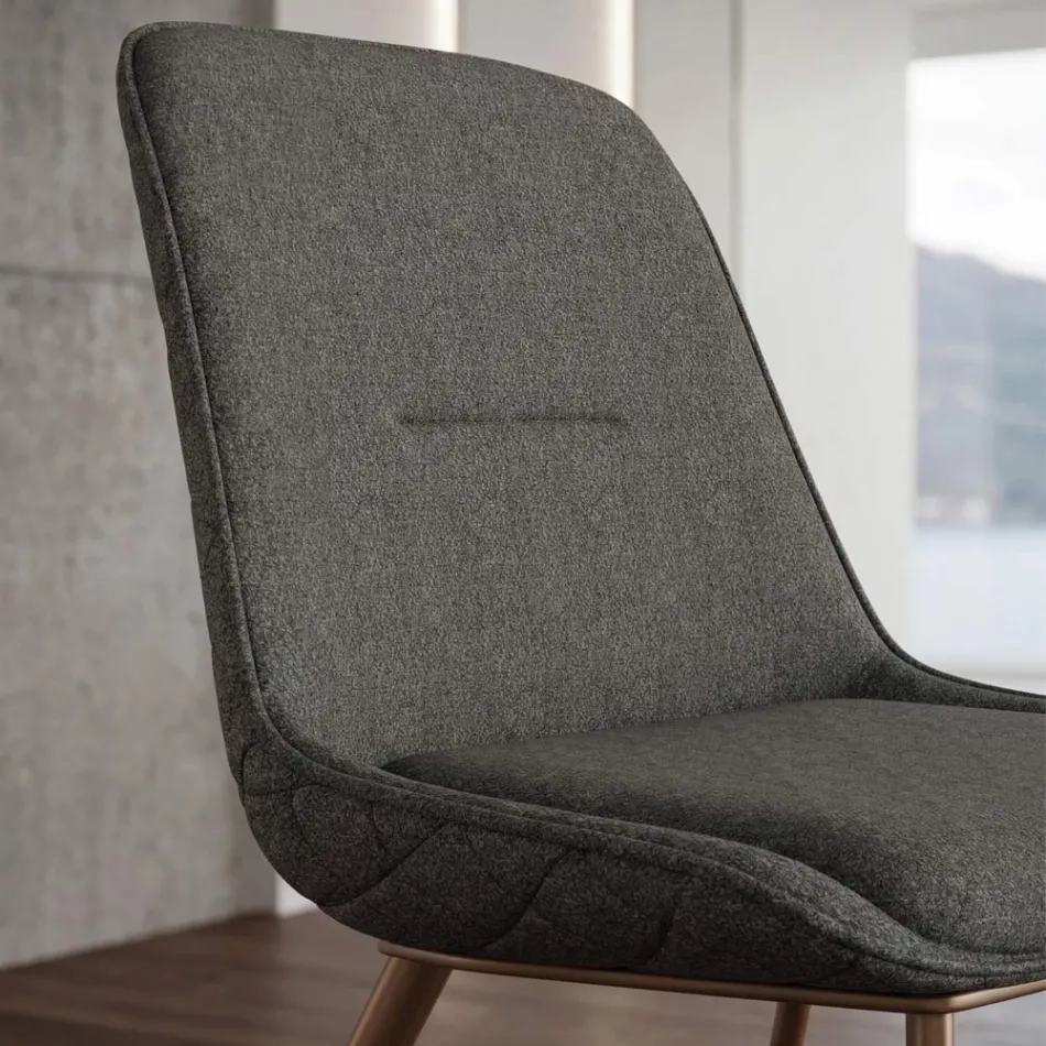 Silla moderna de metal y tela antimanchas en gris paloma o antracita - Canova viadurini