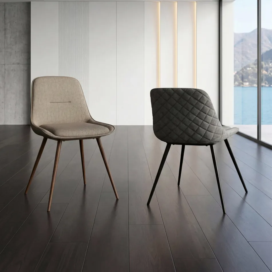 Silla moderna de metal y tela antimanchas en gris paloma o antracita - Canova viadurini