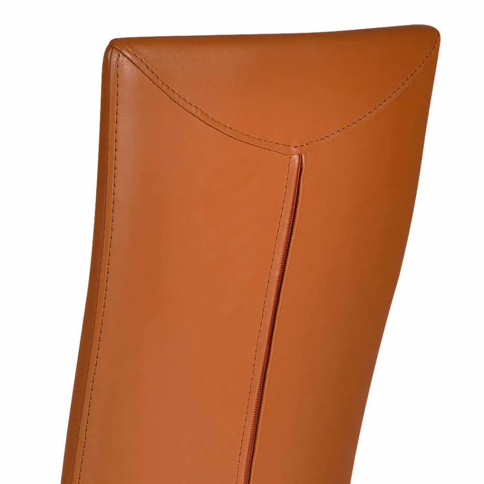 Silla de salón de diseño moderno tapizada en piel / de cuero realizada en Italia Ghada viadurini