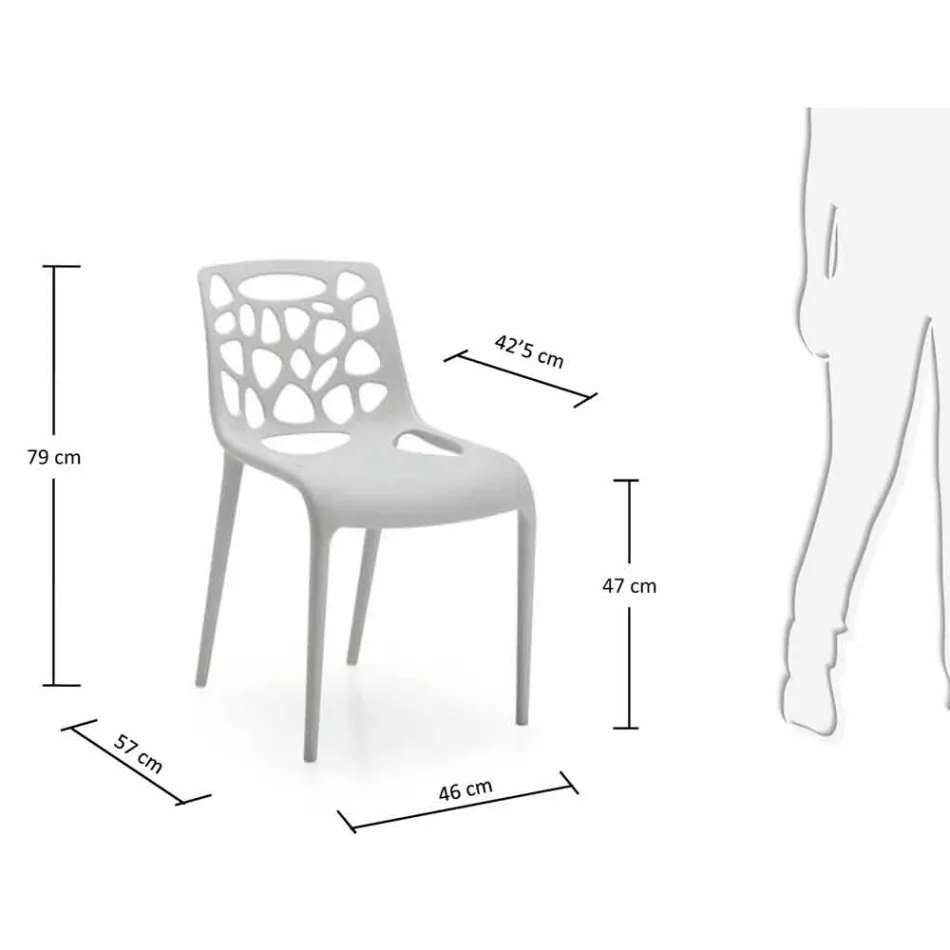 Silla monobloque de polipropileno con diseño moderno Blandine, 4 piezas viadurini