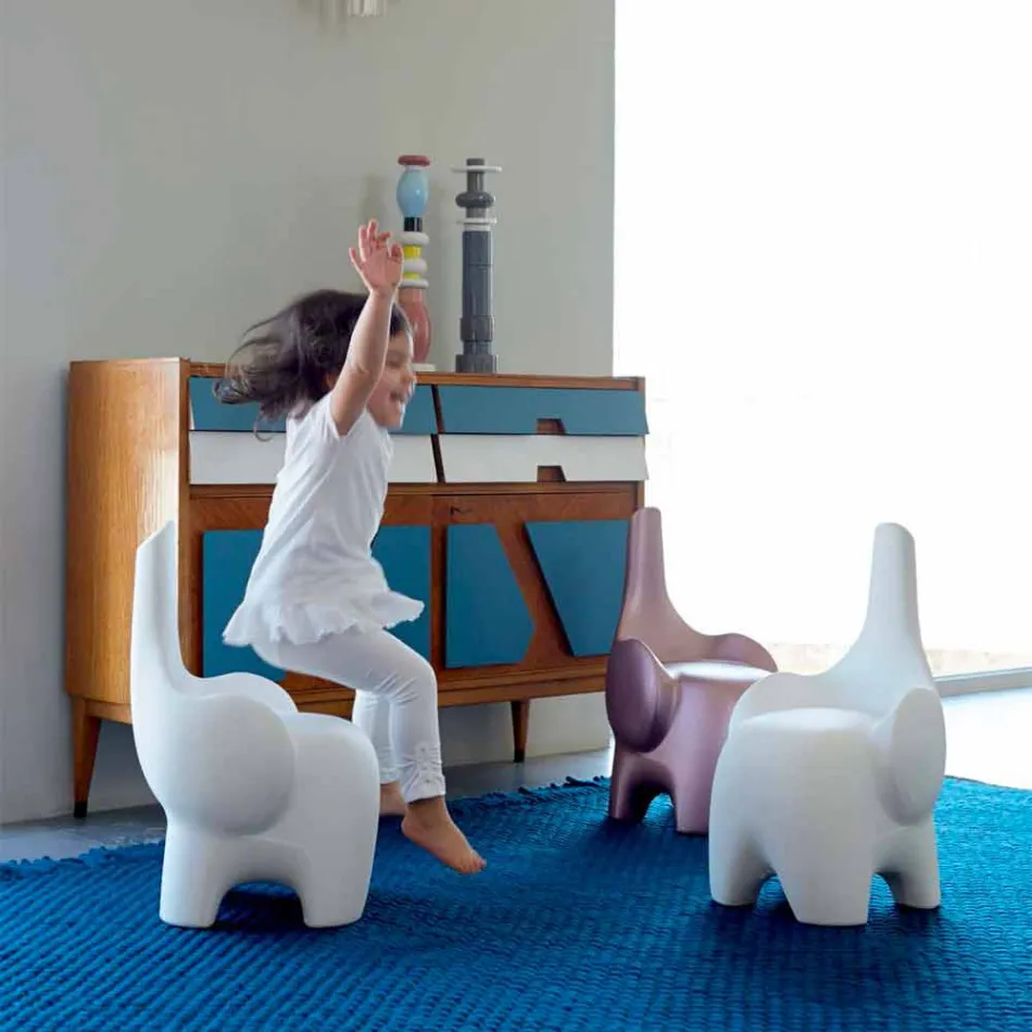 Silla elefante de diseño moderno para niños, 4 piezas de colores - Tino by Myyour viadurini