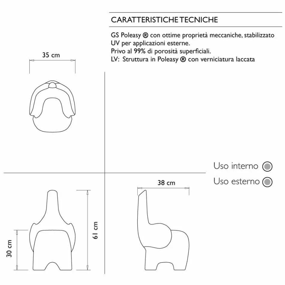 Silla elefante de diseño moderno para niños, 4 piezas de colores - Tino by Myyour viadurini