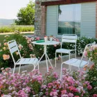 Silla para exteriores apilable con revestimiento en polvo Made in Italy, 4 piezas - Amina viadurini