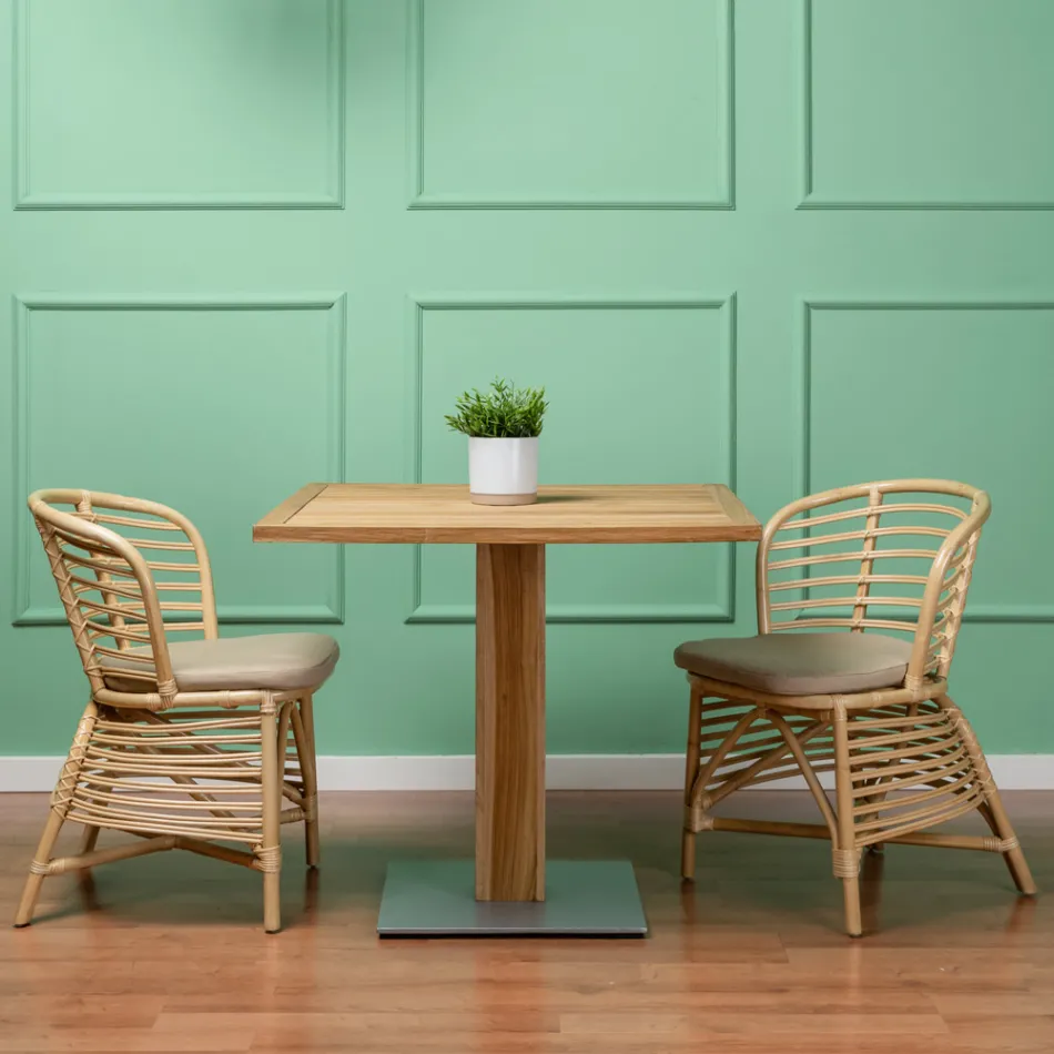 Silla para el Jardín en Rattan Natural con Cojín Incluido – Torvi viadurini