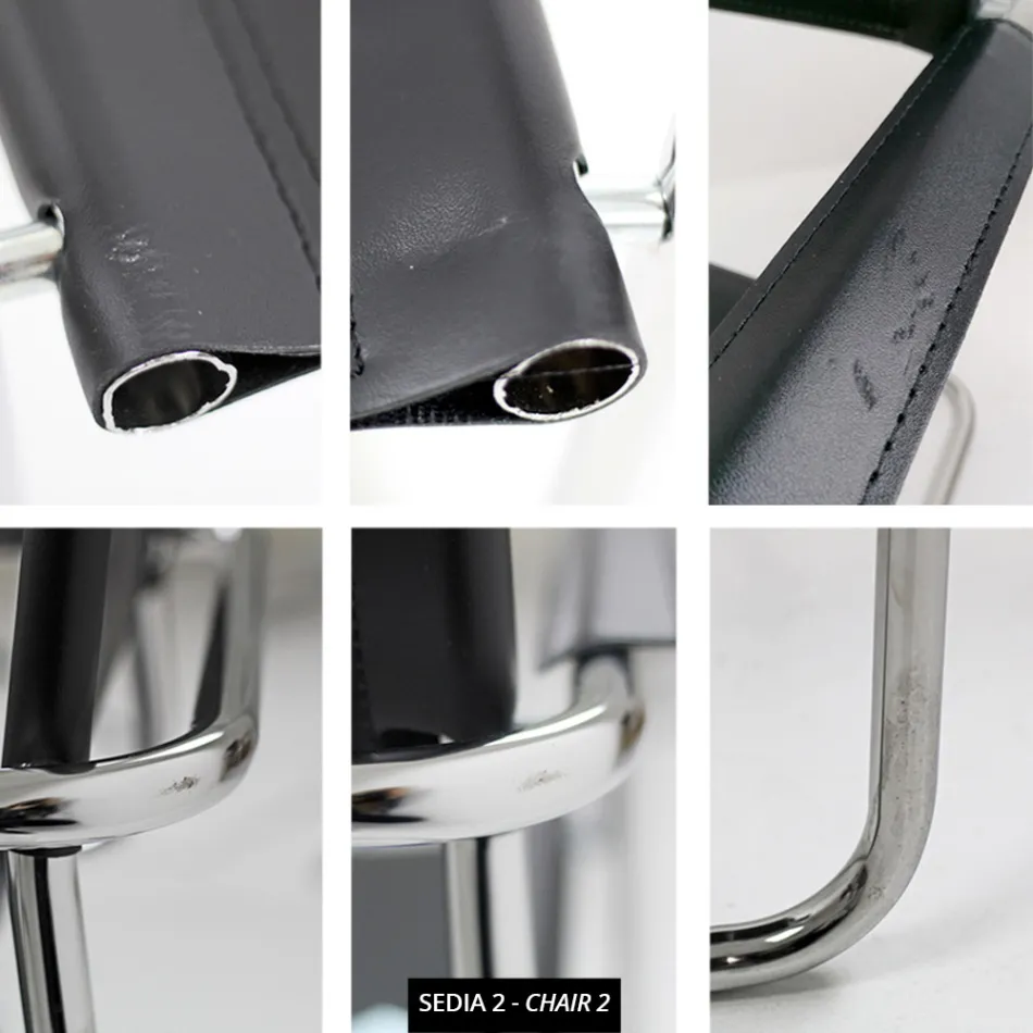 Silla para sala de conferencias o reuniones en cuero negro y metal – Cirillo1/2 viadurini