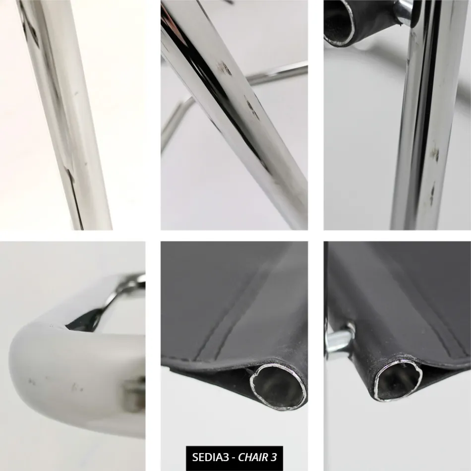 Silla para sala de conferencias o reuniones en cuero negro y metal – Cirillo3/4 viadurini