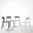 Silla de comedor apilable en polipropileno coloreado, 4 piezas - Abelia viadurini