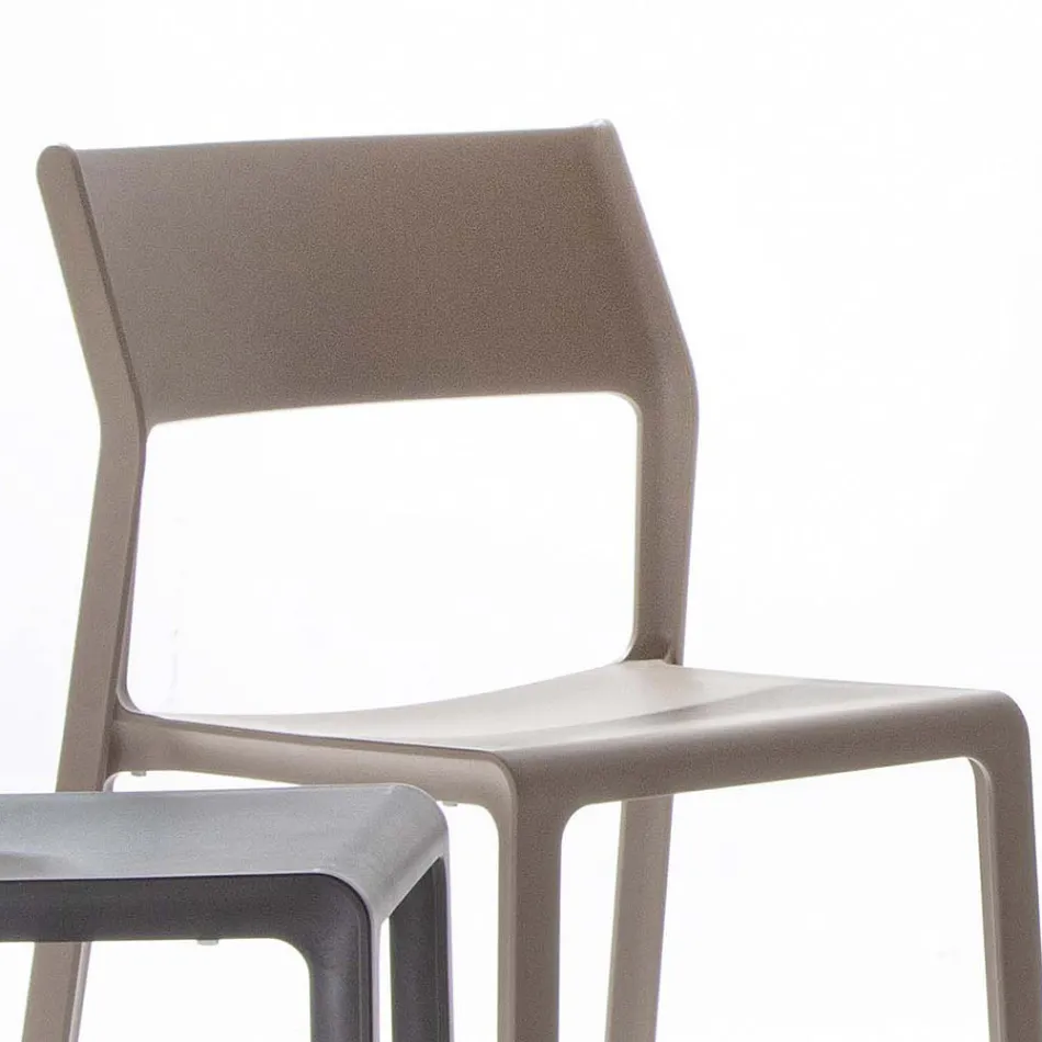 Silla de comedor apilable en polipropileno coloreado, 4 piezas - Abelia viadurini