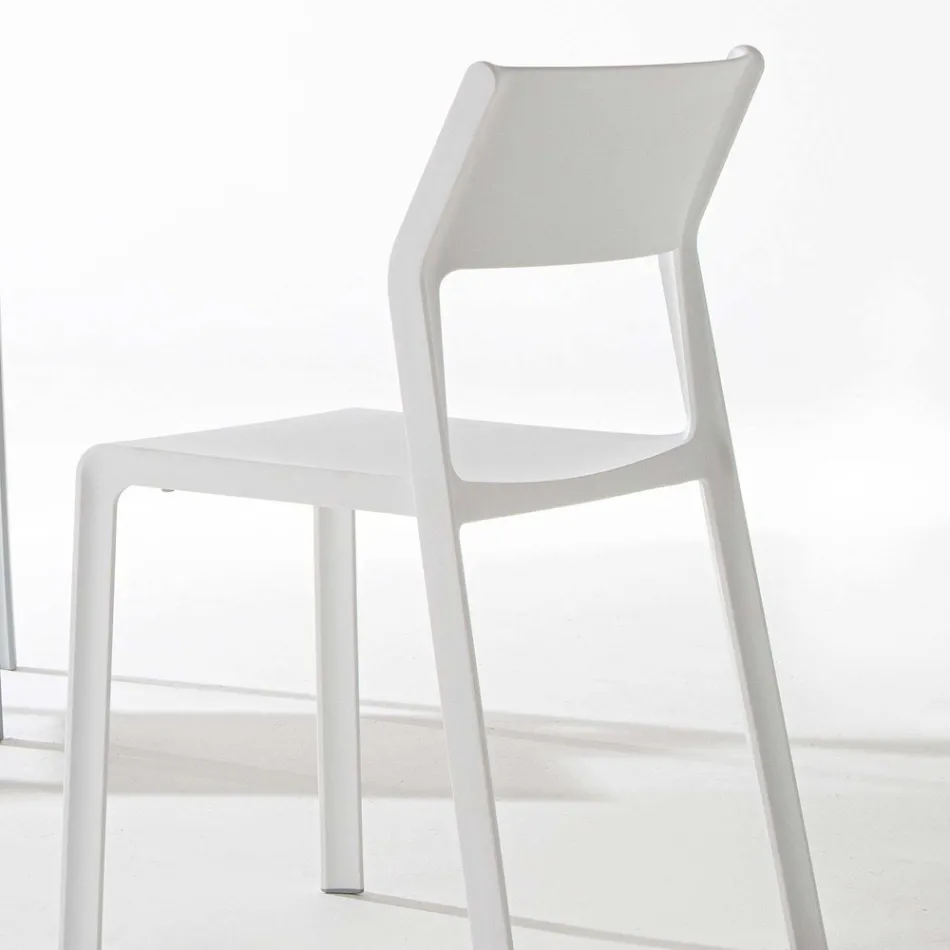 Silla de comedor apilable en polipropileno coloreado, 4 piezas - Abelia viadurini