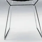 Silla de comedor en acero cromado y cuero Made in Italy - Beniamino viadurini