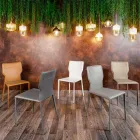 Silla de comedor de metal tapizada en polipiel, 4 piezas - Titty viadurini