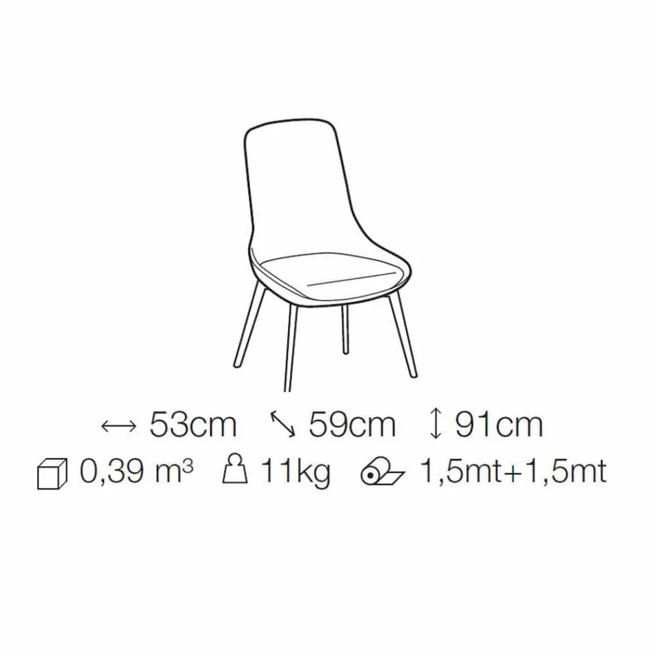 Silla de comedor de tela con base de madera Made in Italy - Coco viadurini