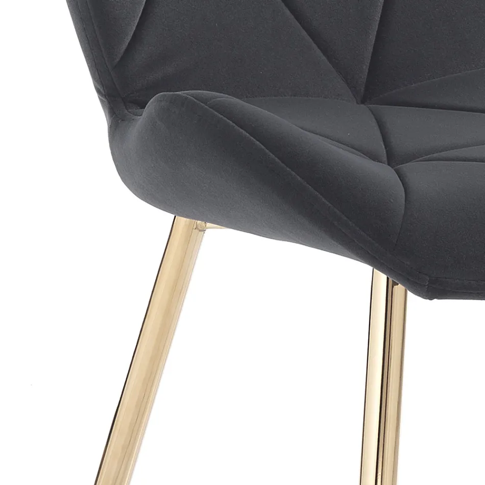 Silla de Comedor en Tela y Metal Dorado 4 Piezas - Smeralda viadurini