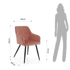 Silla de comedor en tela rosa empolvado y metal 2 piezas - Gameta viadurini