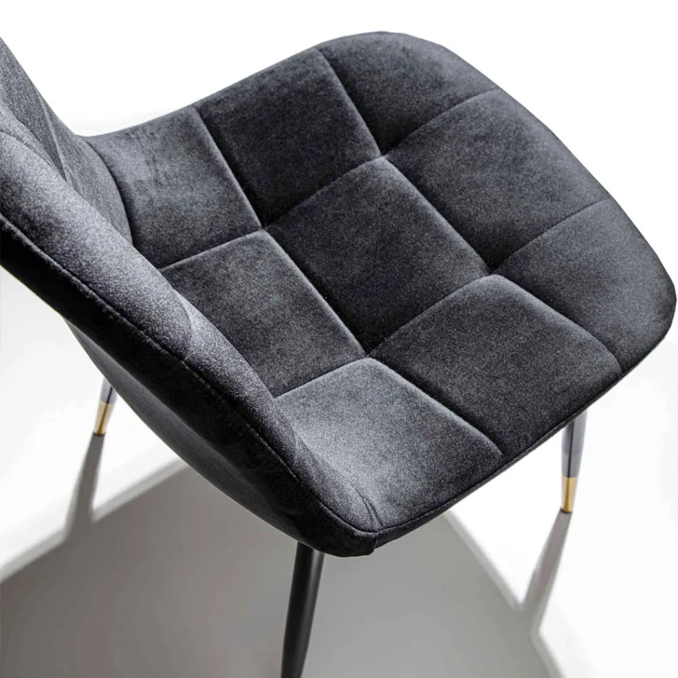 Silla de comedor en terciopelo resistente a las manchas y metal, 4 piezas - Carlina viadurini