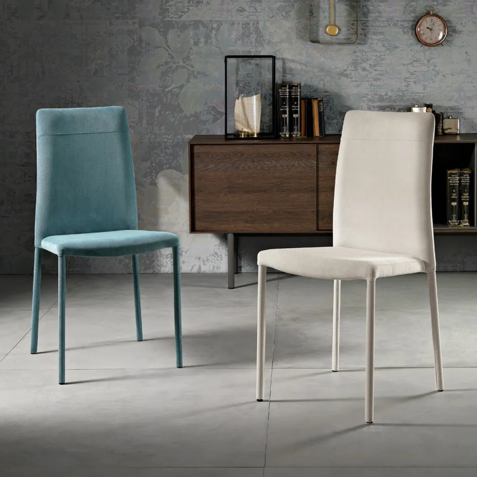 Silla de comedor moderna de tela hecha en Italia, Porzia viadurini