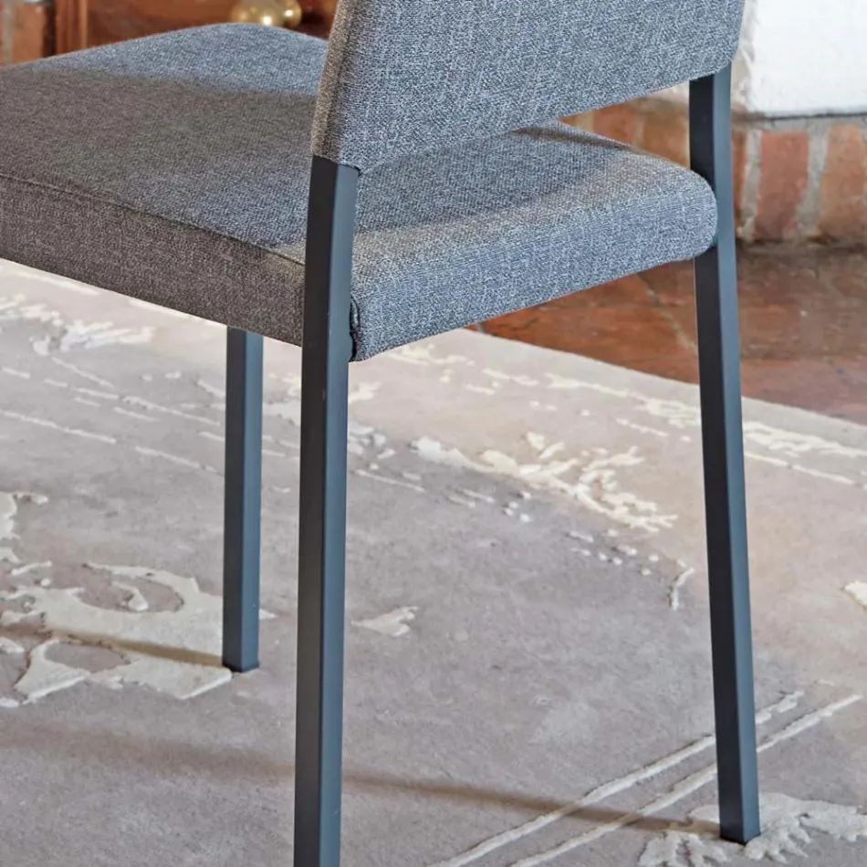 Silla de Comedor con Funda Desenfundable Tapizada en Tela Made in Italy - Toyko viadurini