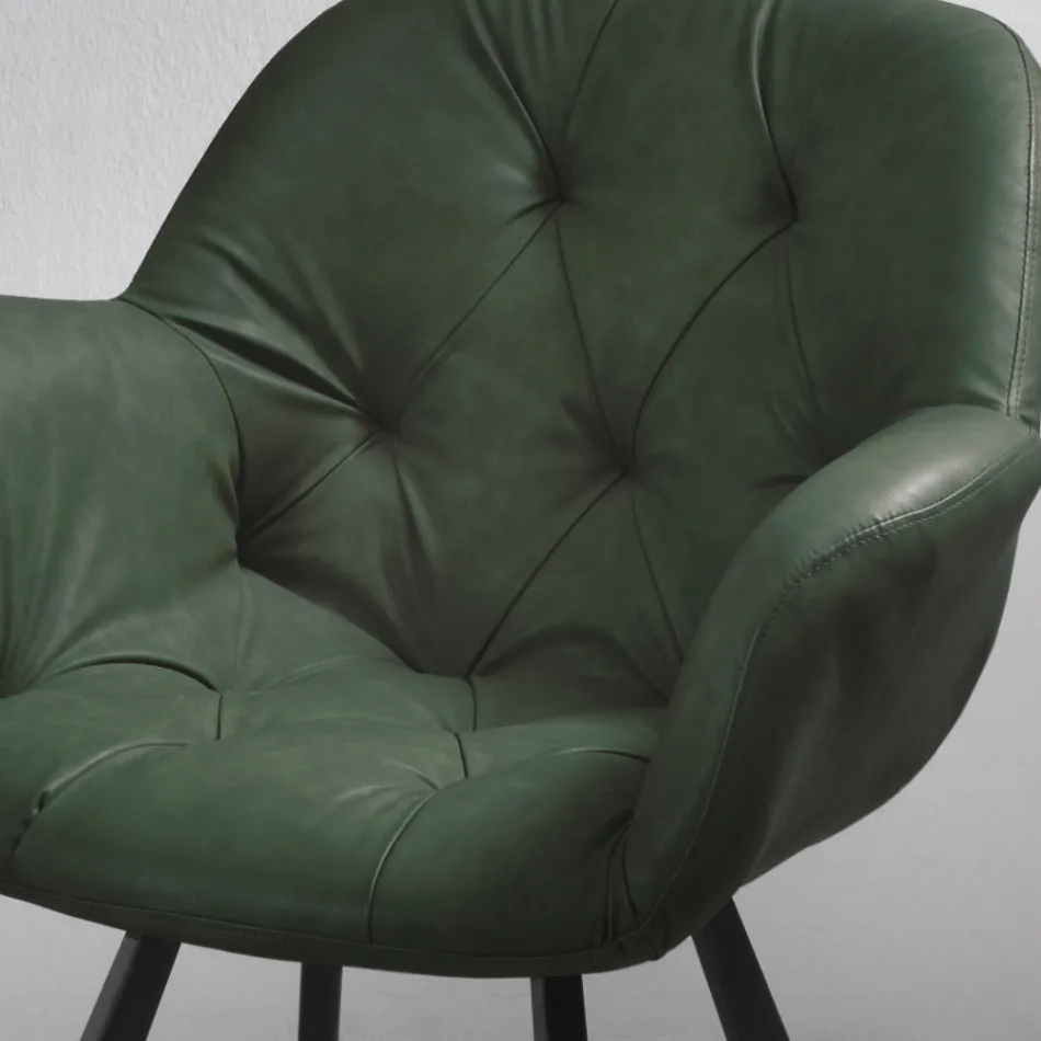 Silla de Comedor en Ecopiel Estructura Metálica 2 Piezas – Delpiero viadurini