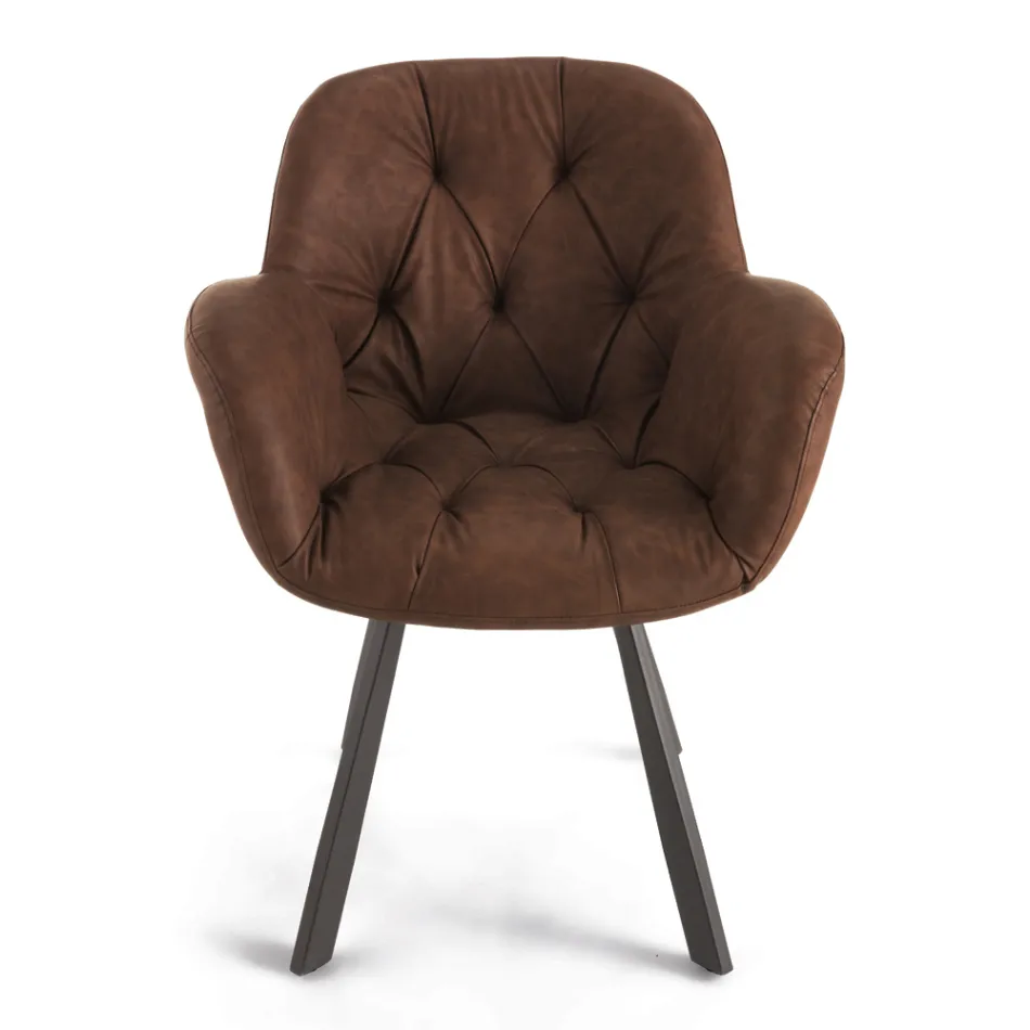 Silla de Comedor en Ecopiel Estructura Metálica 2 Piezas – Delpiero viadurini