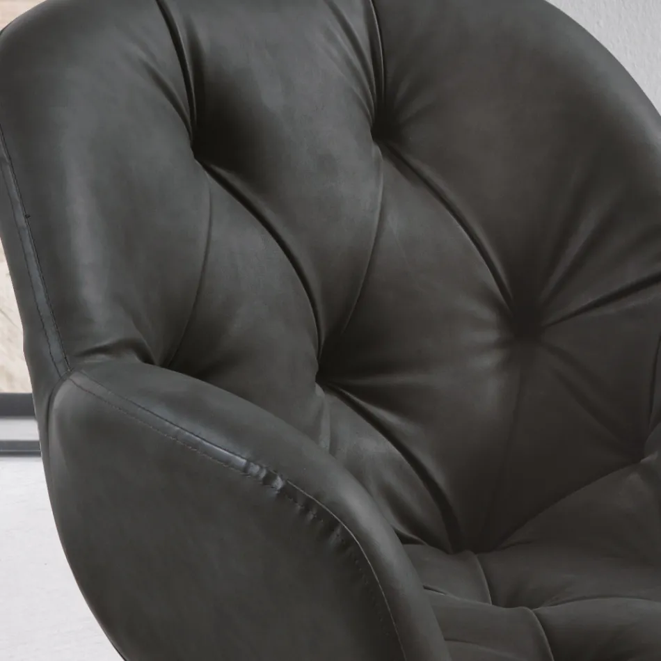 Silla de Comedor en Ecopiel Estructura Metálica 2 Piezas – Delpiero viadurini