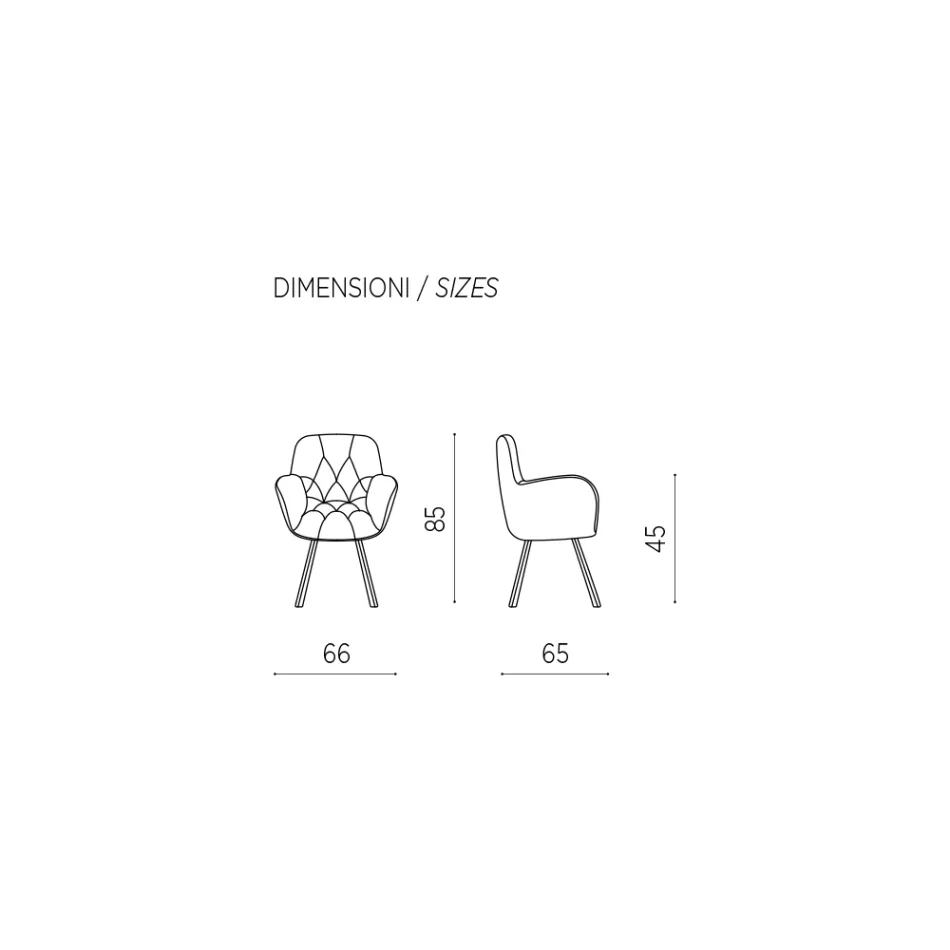 Silla de Comedor en Ecopiel Estructura Metálica 2 Piezas – Delpiero viadurini