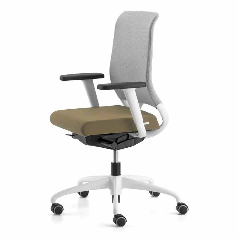 Silla de oficina giratoria de diseño ergonómico con reposabrazos y ruedas - Meliva viadurini