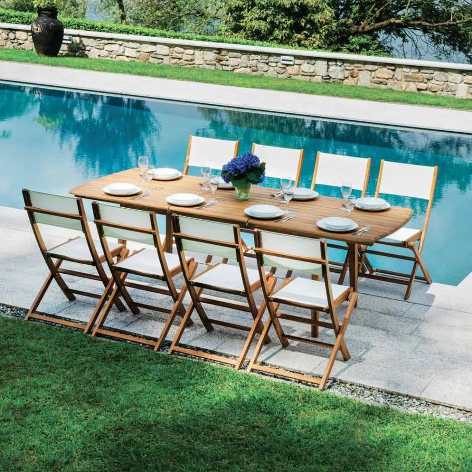 Silla Plegable de Exterior en Madera de Acacia y Textileno - Perfecta viadurini