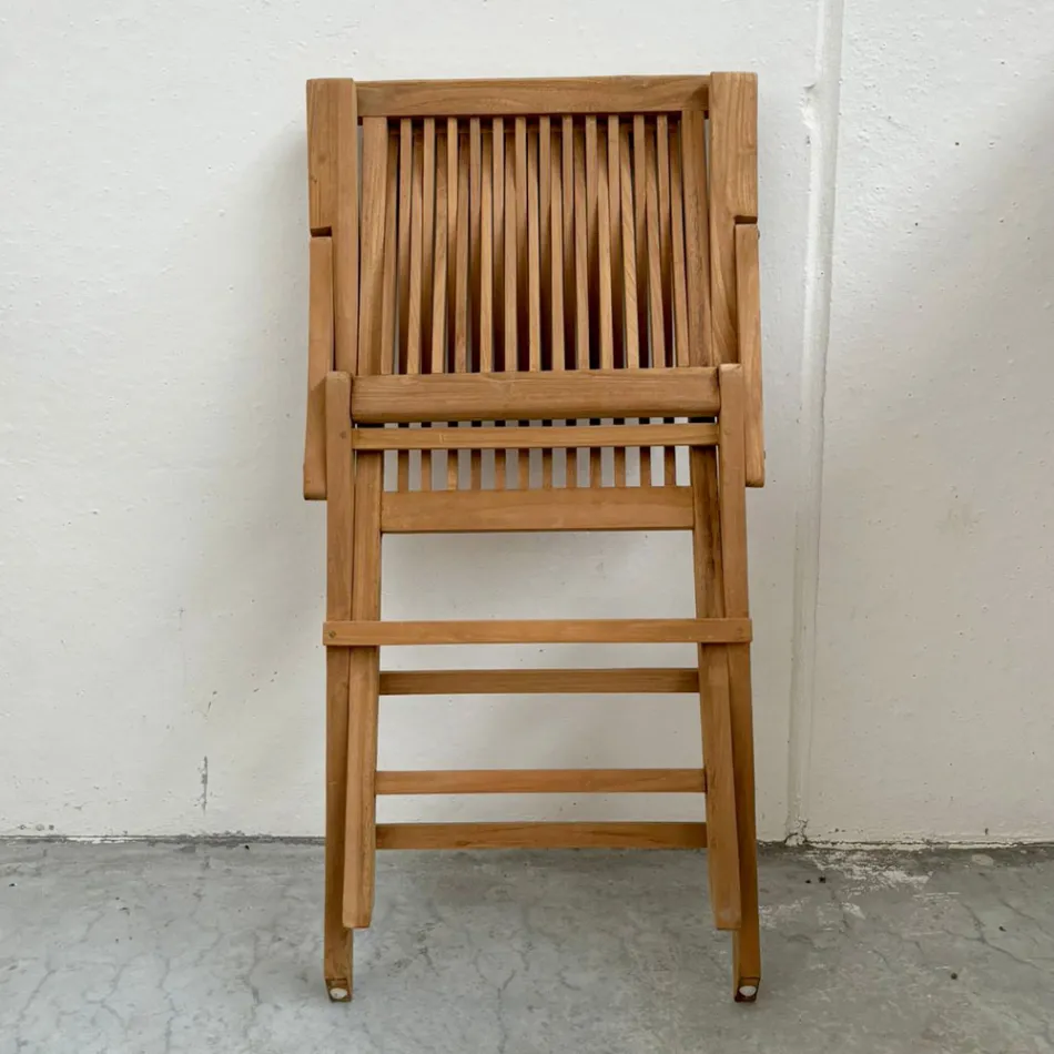 Silla plegable de teca para exterior con reposabrazos – Yggdrasil viadurini