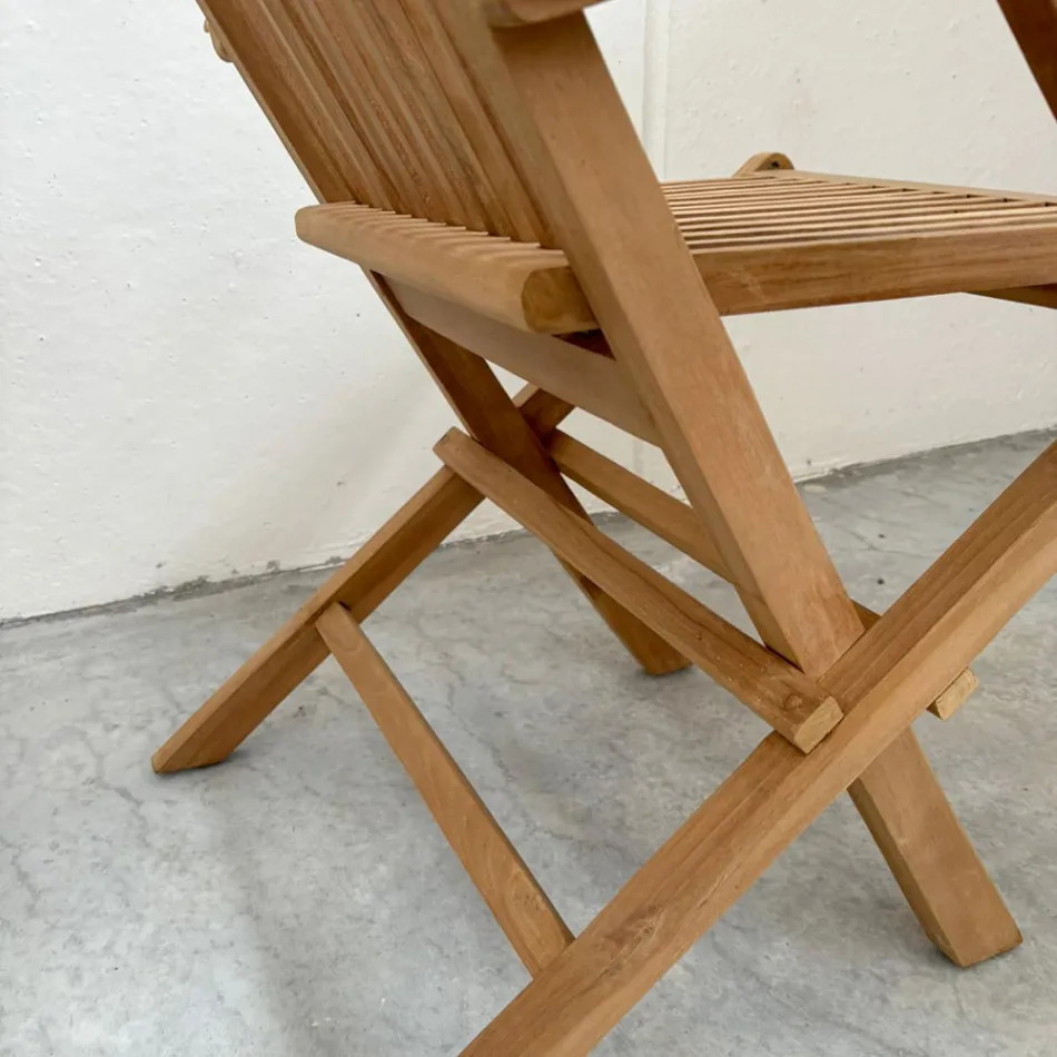 Silla plegable de teca para exterior con reposabrazos – Yggdrasil viadurini