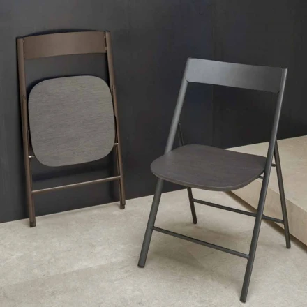 Silla plegable en metal y madera de roble 2 piezas Made in Italy - Roberta viadurini