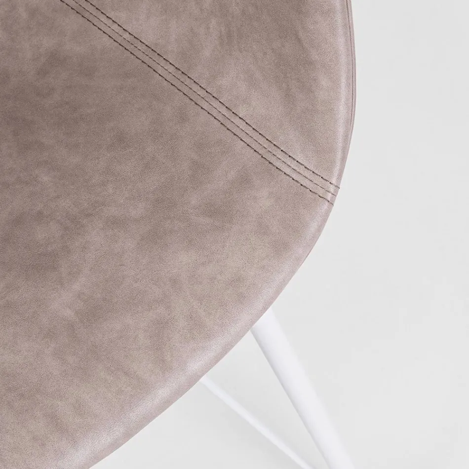 Silla Sillón en acero blanco o negro y cuero ecológico vintage - Gongo viadurini