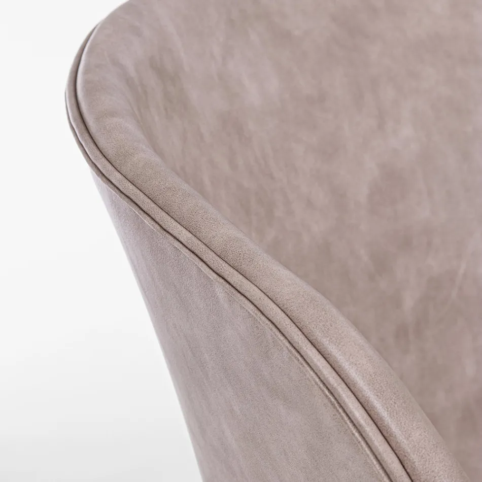 Silla Sillón en acero blanco o negro y cuero ecológico vintage - Gongo viadurini