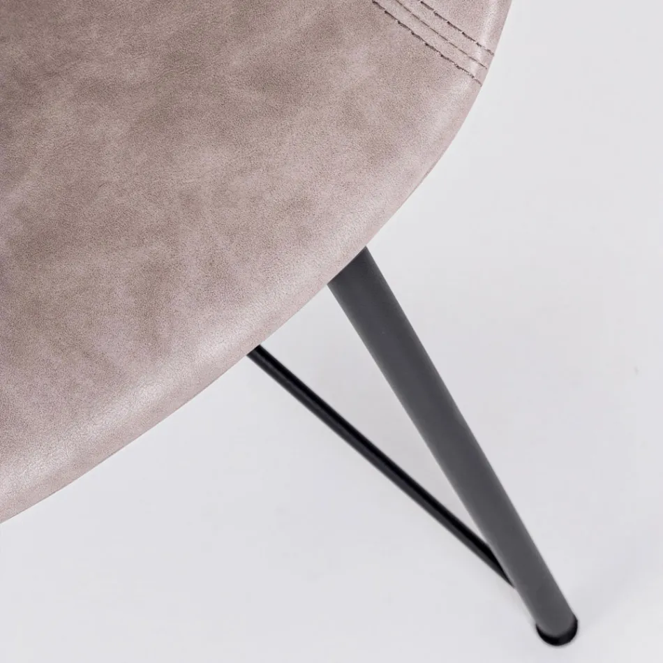 Silla Sillón en acero blanco o negro y cuero ecológico vintage - Gongo viadurini