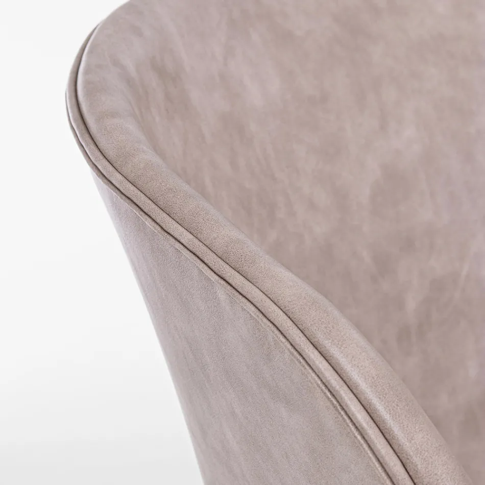 Silla Sillón en acero blanco o negro y cuero ecológico vintage - Gongo viadurini