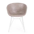 Silla Sillón en acero blanco o negro y cuero ecológico vintage - Gongo viadurini