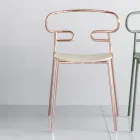 Preciosa Silla Apilable de Metal y Fresno Made in Italy, 2 Piezas - Trosa viadurini