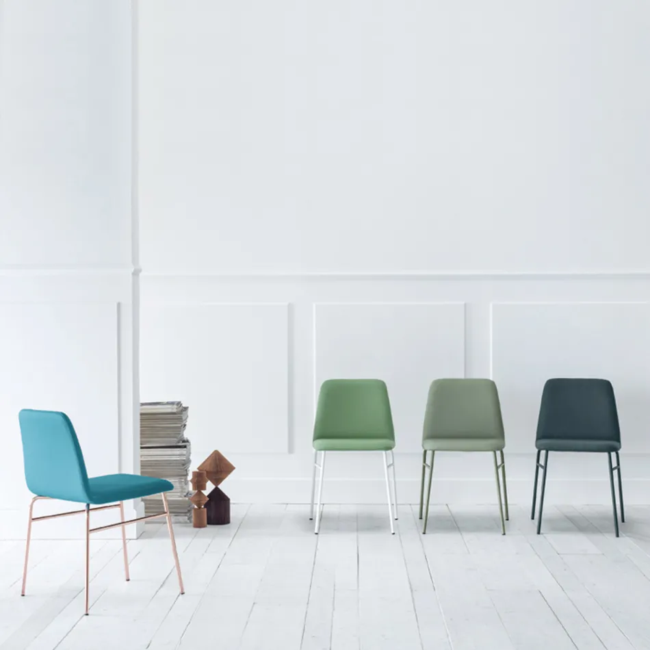 Silla de tela fina con base de metal Made in Italy, 2 piezas - Molde viadurini