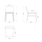 Silla de tela fina con base de metal Made in Italy, 2 piezas - Molde viadurini