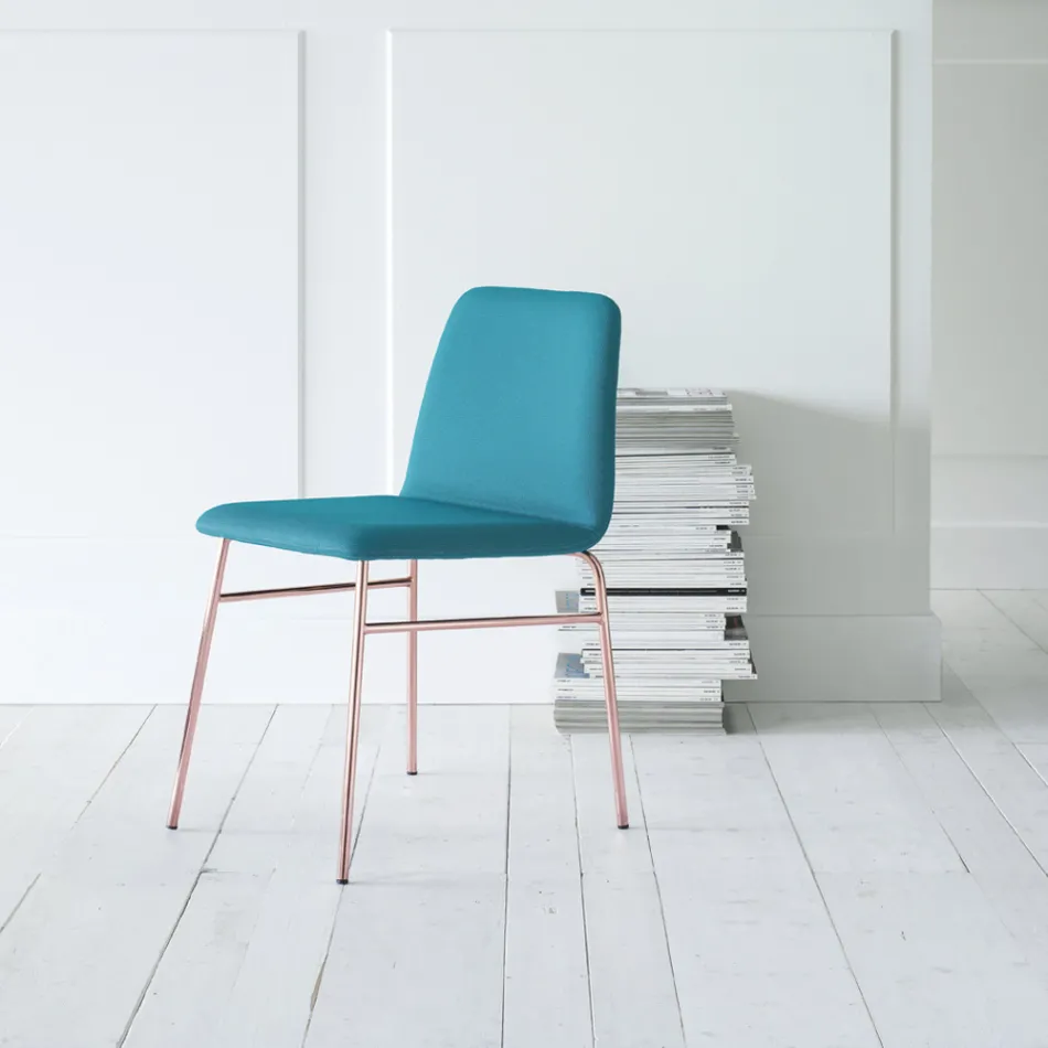 Silla de tela fina con base de metal Made in Italy, 2 piezas - Molde viadurini