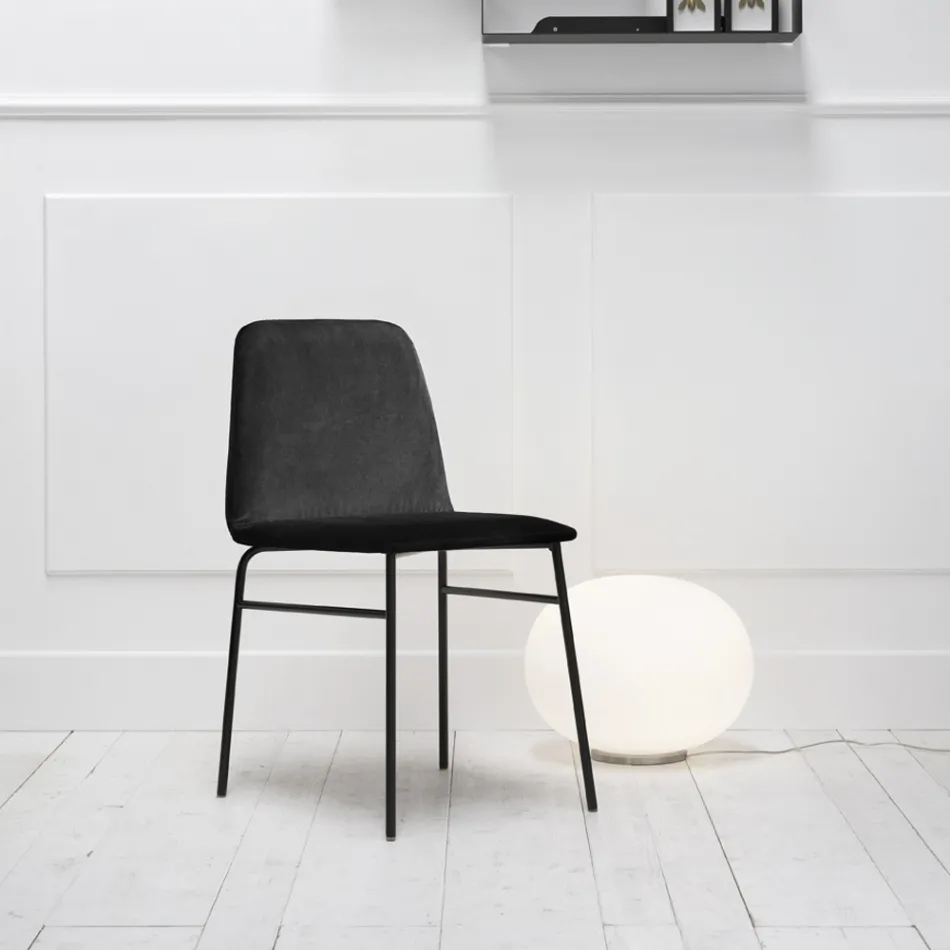 Silla de tela fina con base de metal Made in Italy, 2 piezas - Molde viadurini